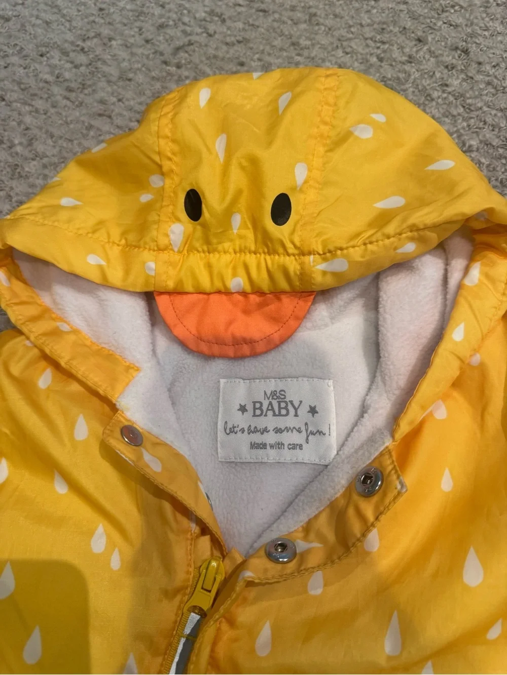 M&S Baby Yellow Duck Rain Suit / Puddle Suit – 12–18 Months